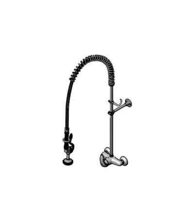 T&S Brass Pre-Rinse Unit: 6″ Wall Mount, Single Lever, 5SV-H Spray Valve, 24″ Riser, 6″ Wall Bracket – EX-6WP00-H